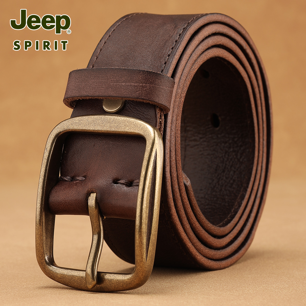JEEPSPIRIT男头层牛皮休闲腰带