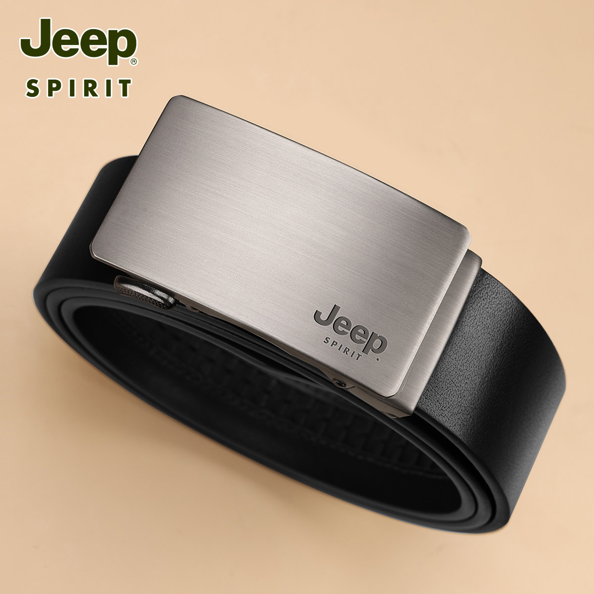 JEEP SPIRIT男士皮带真皮2025新款自动扣牛皮腰带男款百搭裤带