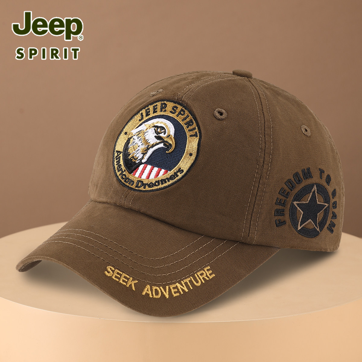 jeep吉普帽子男款潮牌春夏季棒球帽男生新款软顶鸭舌帽动物防晒帽