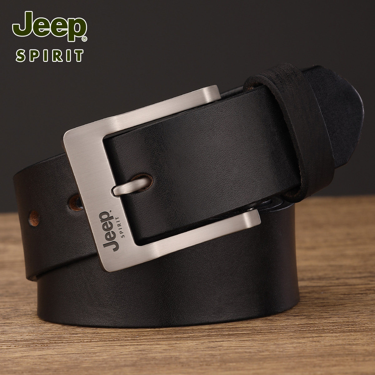 皮带JEEPSPIRIT牛皮针扣男士复古