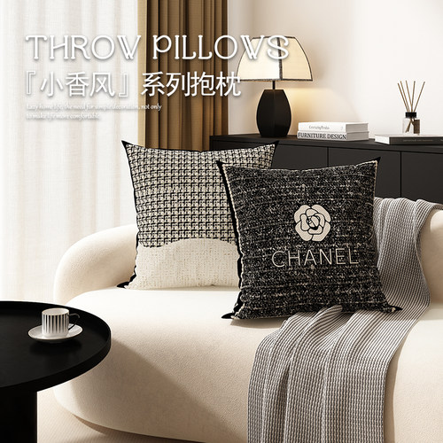 高级感轻奢抱枕沙发仿麻现代简约布艺车载卧室床头办公室腰靠垫子