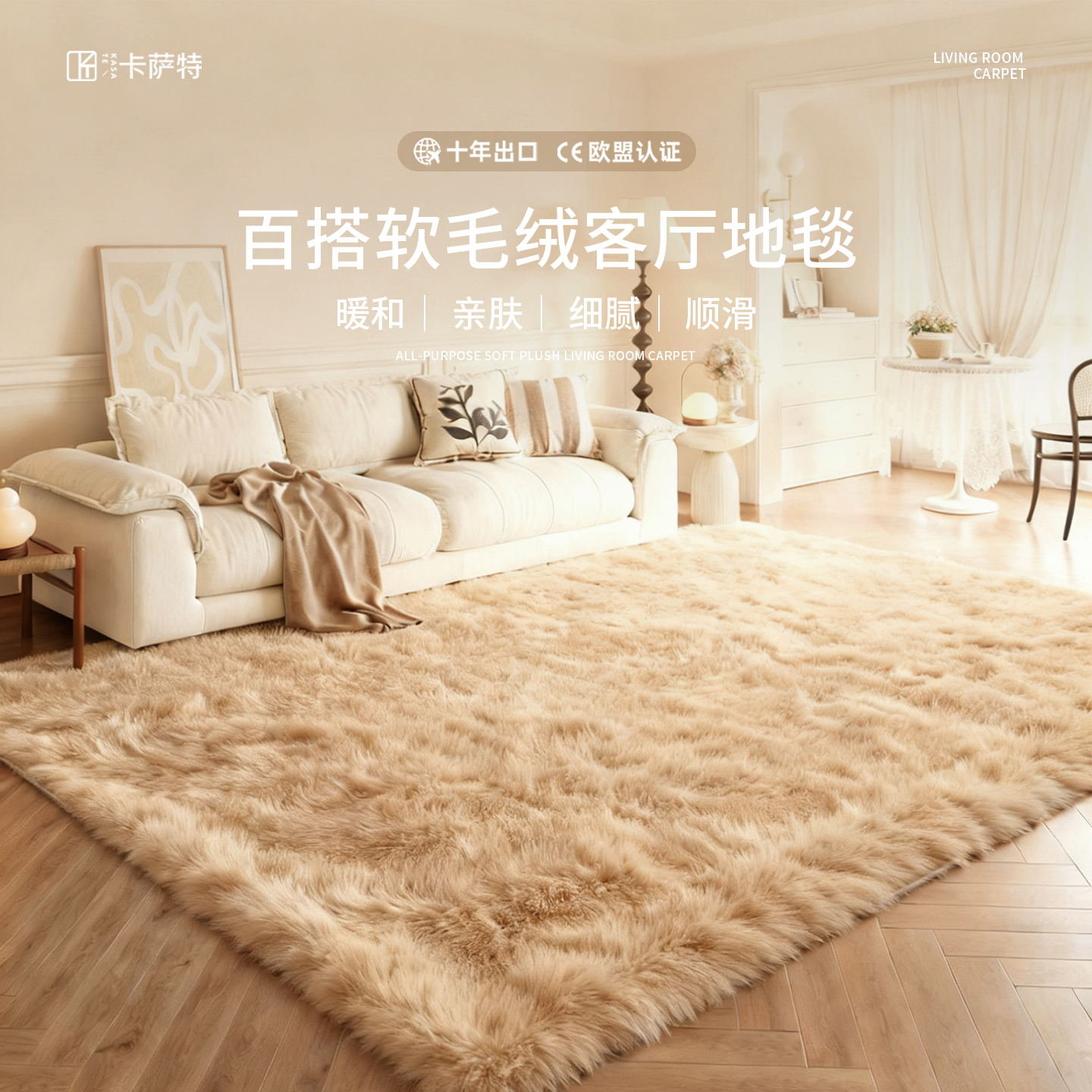 冬季毛绒地毯粉色卧室床边毯加厚客厅软毛毯地垫子防滑拍照直播间