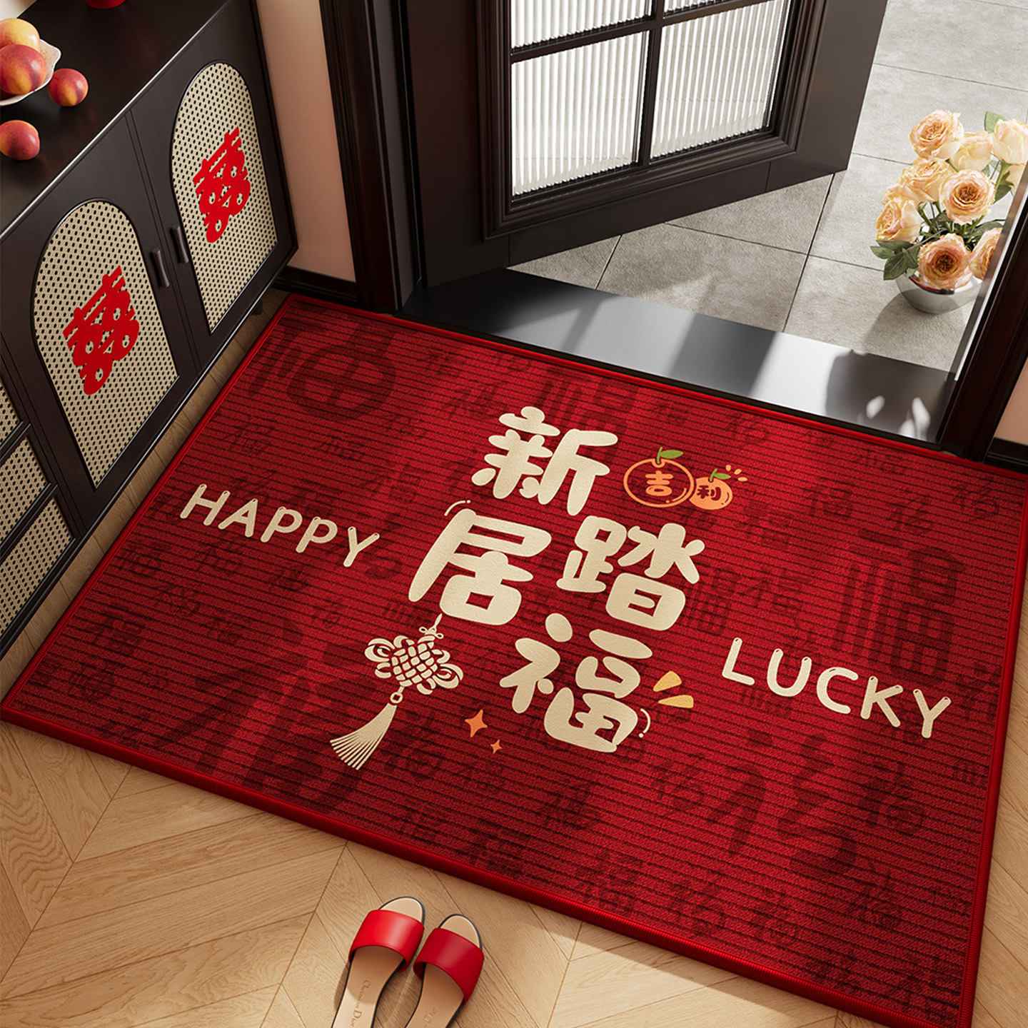 红色入户门地垫玄关进门垫脚垫子