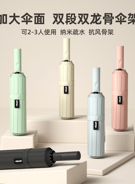 专利款全自动双段双股48骨黑胶晴雨伞两用遮阳防晒防紫外线伞黑胶