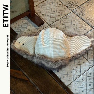 ETITW/复古秋冬灯芯绒户外防寒飞行员帽防风护耳毛绒保暖雷锋帽