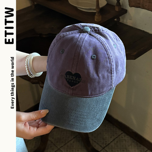 ETITW复古爱心字母刺绣鸭舌帽