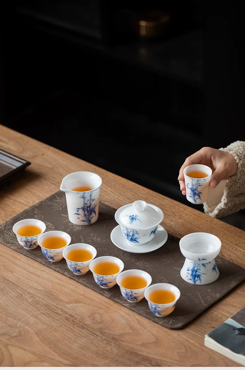 ｛赏心｝德化冰种玉瓷茶具三才盖碗套装纯手绘功夫套组高档礼盒装,餐饮具,功夫茶具,淘宝优惠券,粉丝福利购,淘宝优惠卷