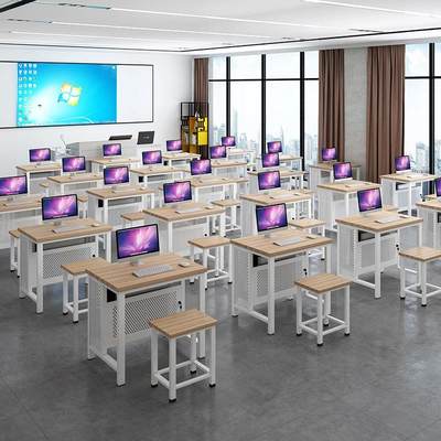 奈高学校机房电脑桌培训班电脑台式桌中小学生教室双人学生课桌椅
