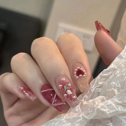 高级感甜渍梅子显白美甲贴片指甲贴甲片成品穿戴甲可拆卸可反复用