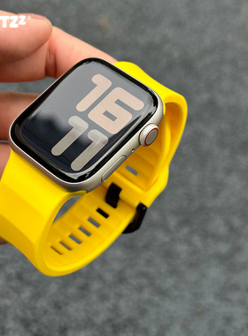 新款黄色波浪运动硅胶适用applewatch表带8夏9苹果iwatch高级