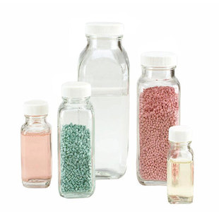 Wheaton 方形瓶透明密封储物罐 圆形瓶罐子带盖杂粮收纳样品进口