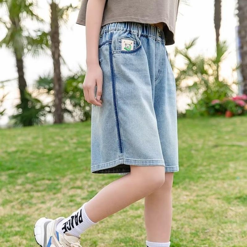 女童牛仔裤夏季2024新款外穿夏装童装儿童裤子女大童短裤五分裤薄
