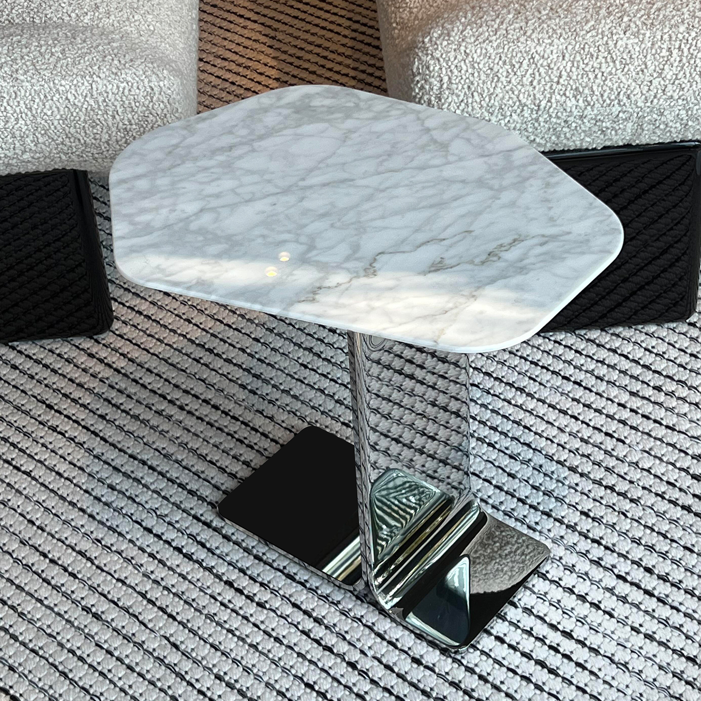 天然大理石边几异形设计师客厅家用沙发角几实心不锈钢家用茶几桌