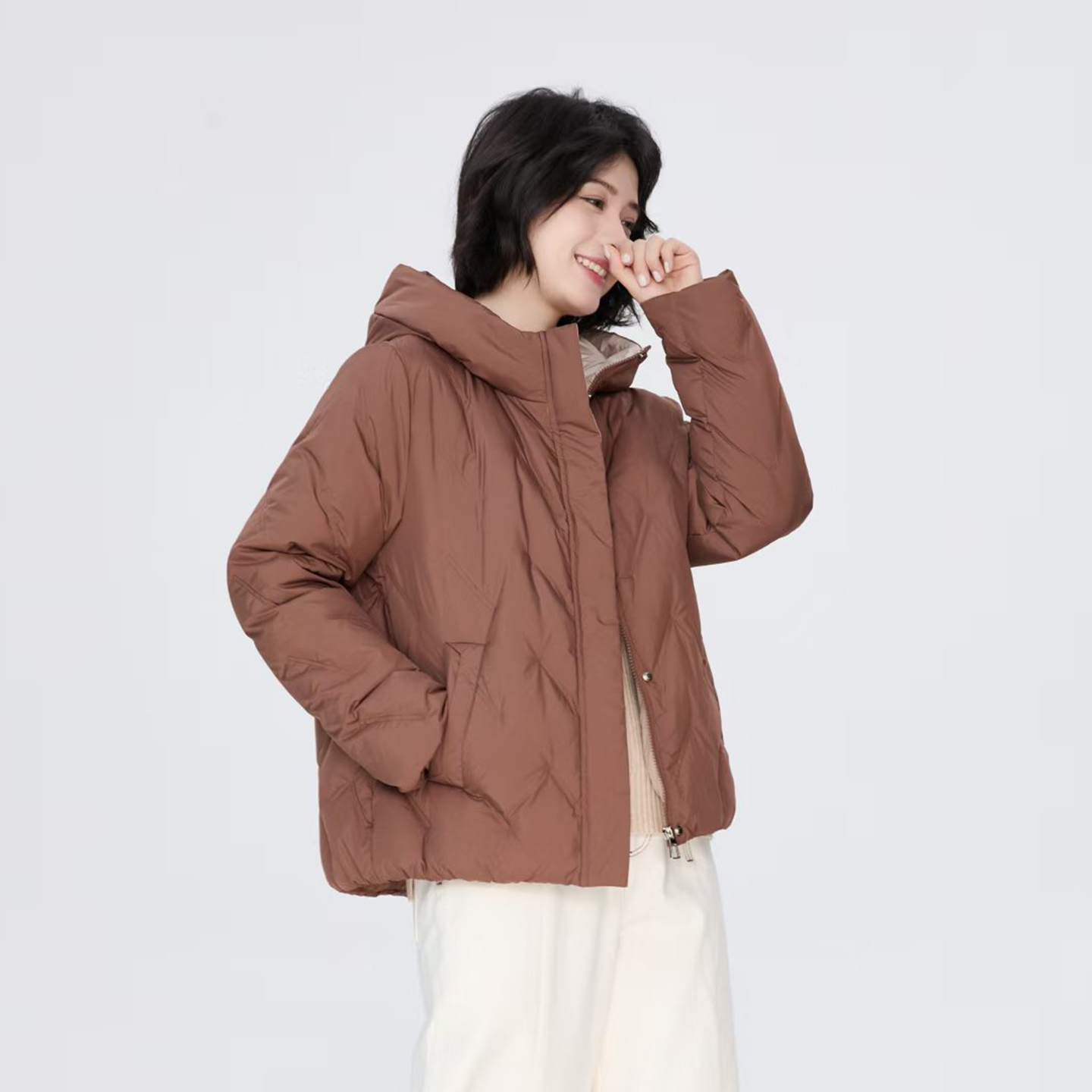 超轻超柔90级白鸭绒短款羽绒服