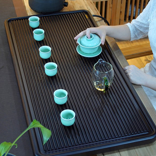 整块高端茶盘家用实木排水小型干泡茶台办公室茶海简易功夫电木款