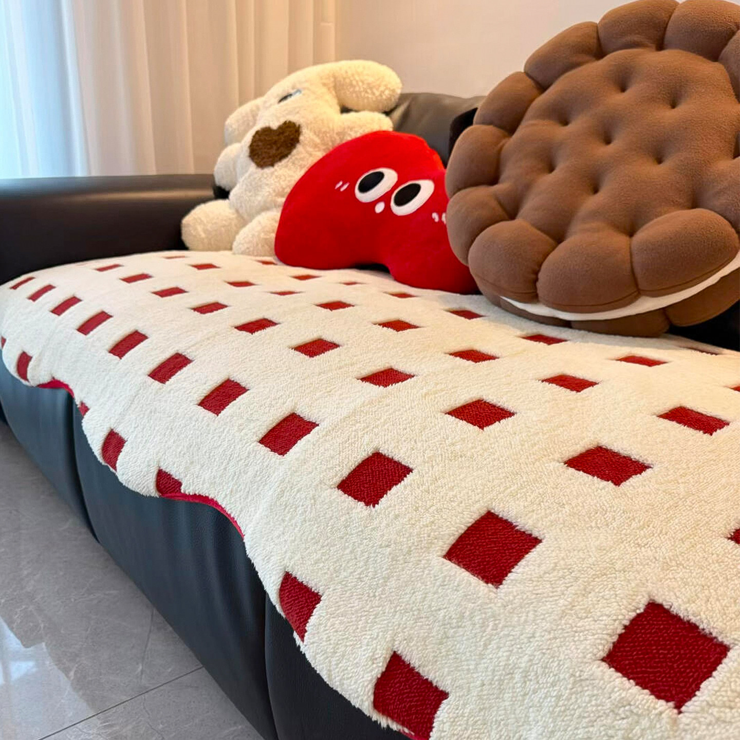 沙发垫冬季毛绒加厚固定防滑单片轻奢高级感简约现代坐垫套罩盖布