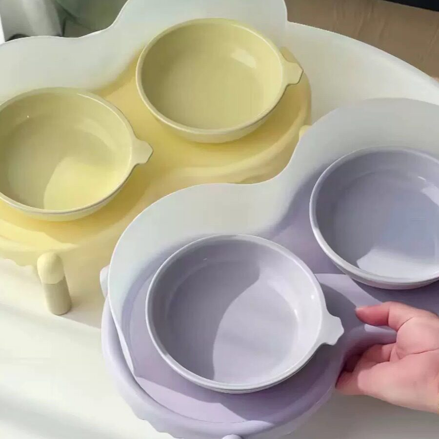 宠物碗防打翻护颈猫咪陶瓷双碗图片