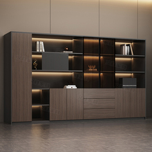 办公室文件柜木质资料柜背景储物柜子靠墙落地柜书柜带衣柜背景柜