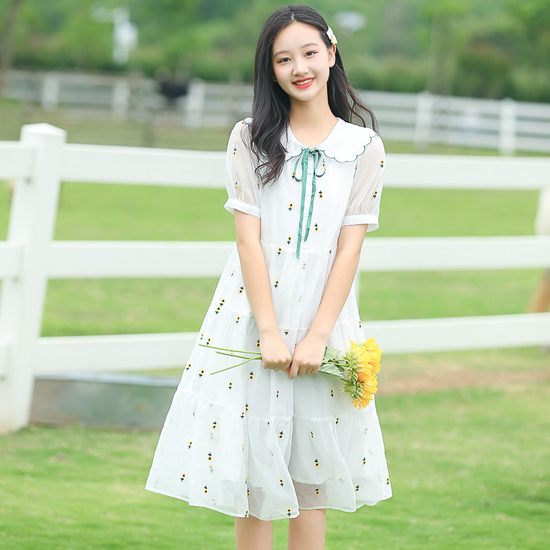 清纯少女连衣裙2026年夏季新款高中初中学生甜美夏装森系长款裙子