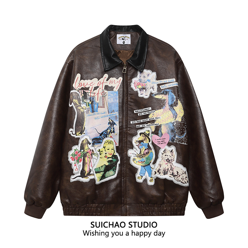 美式复古风皮衣夹克外套