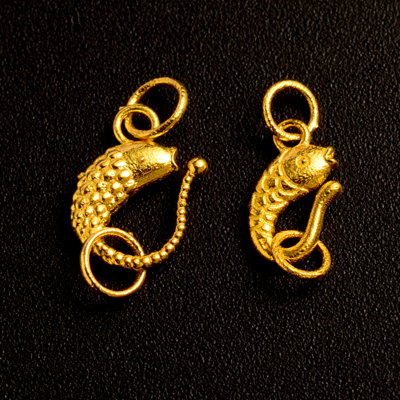 18K金锦鲤扣配件diy珍珠项链扣头手工编绳收尾扣串珠手链女连接扣