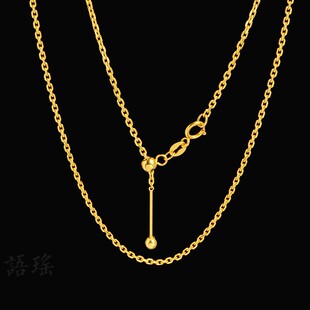 针式 链18k金彩金纯金穿珠十字链螺丝项链女可调节白金玫瑰金au750