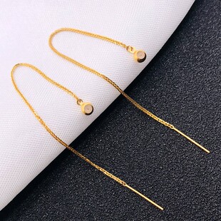 肖邦耳线18k金au750黄金彩金针式空托多功能翡翠珍珠小平安扣配件