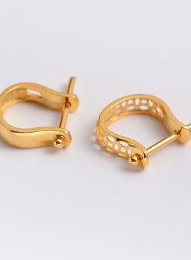 18k金扣头U形镶钻au750黄金白金玉佛彩金翡翠扣头配件吊坠扣空托