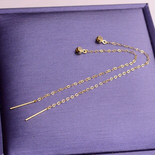 针式耳线au750玫瑰金18k金黄金小玉平安扣配件耳饰耳坠 diy珍珠潮