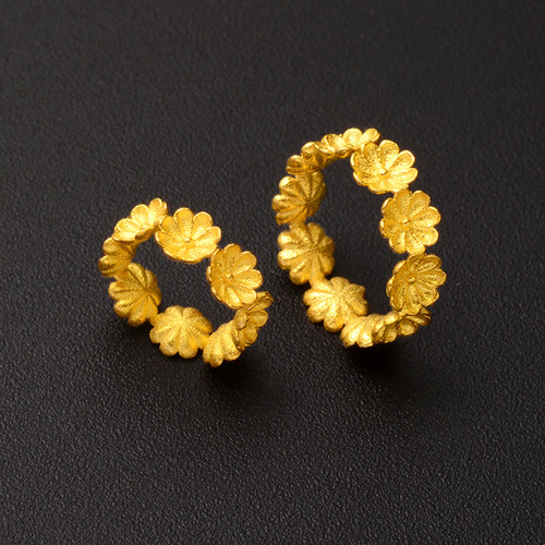 18k金古法跑环金花圆圈隔珠隔片配饰diy饰品手串手链项链大孔配件