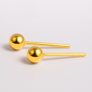黄金豆豆耳钉小金豆纯金999足金正品纯金迷你单只送妈妈2024新款
