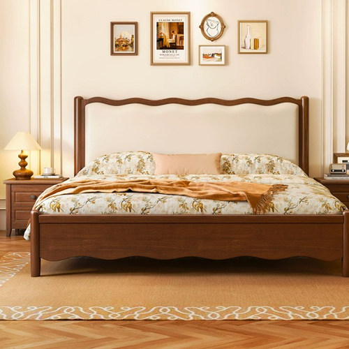 主卧软包高端大气实木床现代简约