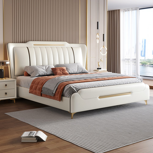 皮床实木轻奢2025新款