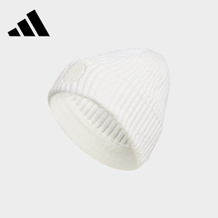 Adidas阿迪达斯帽子冬季保暖针织帽棉帽防风白色时尚正品IY5357
