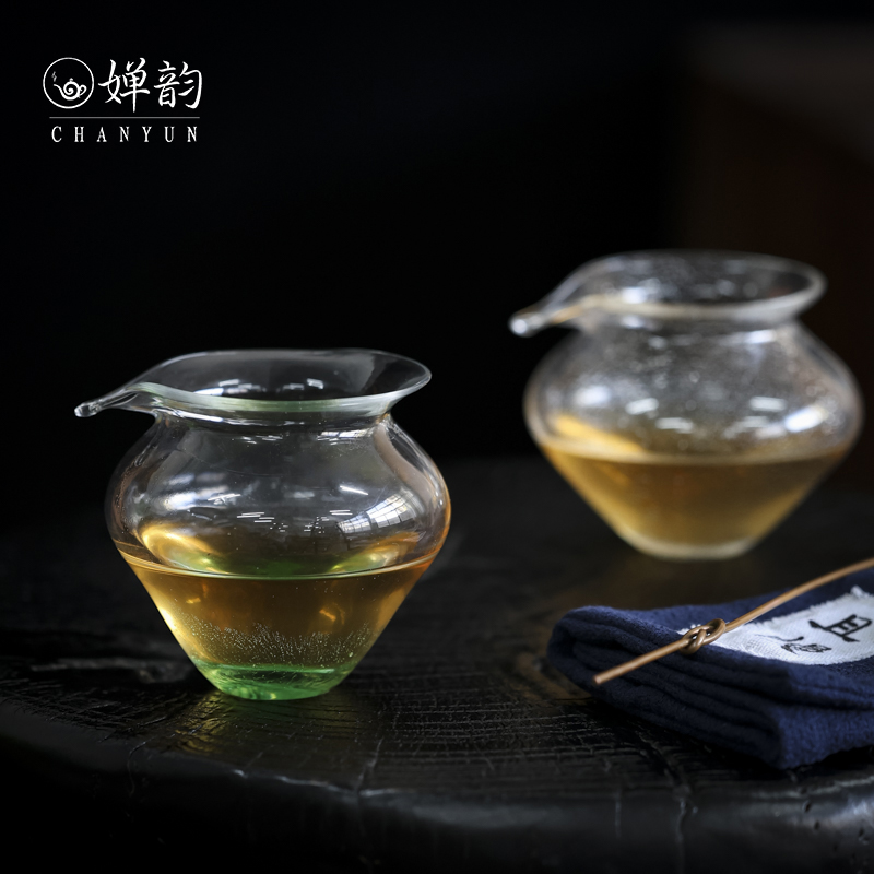 婵韵 饴山琉璃公道杯绿色福满晓春公杯透明茶海均茶公杯茶具配件