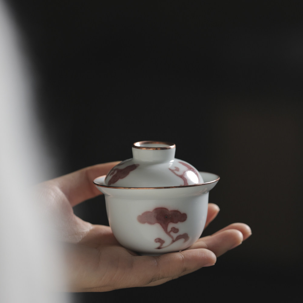 婵韵南山雪堂茶具三多灵芝盖碗