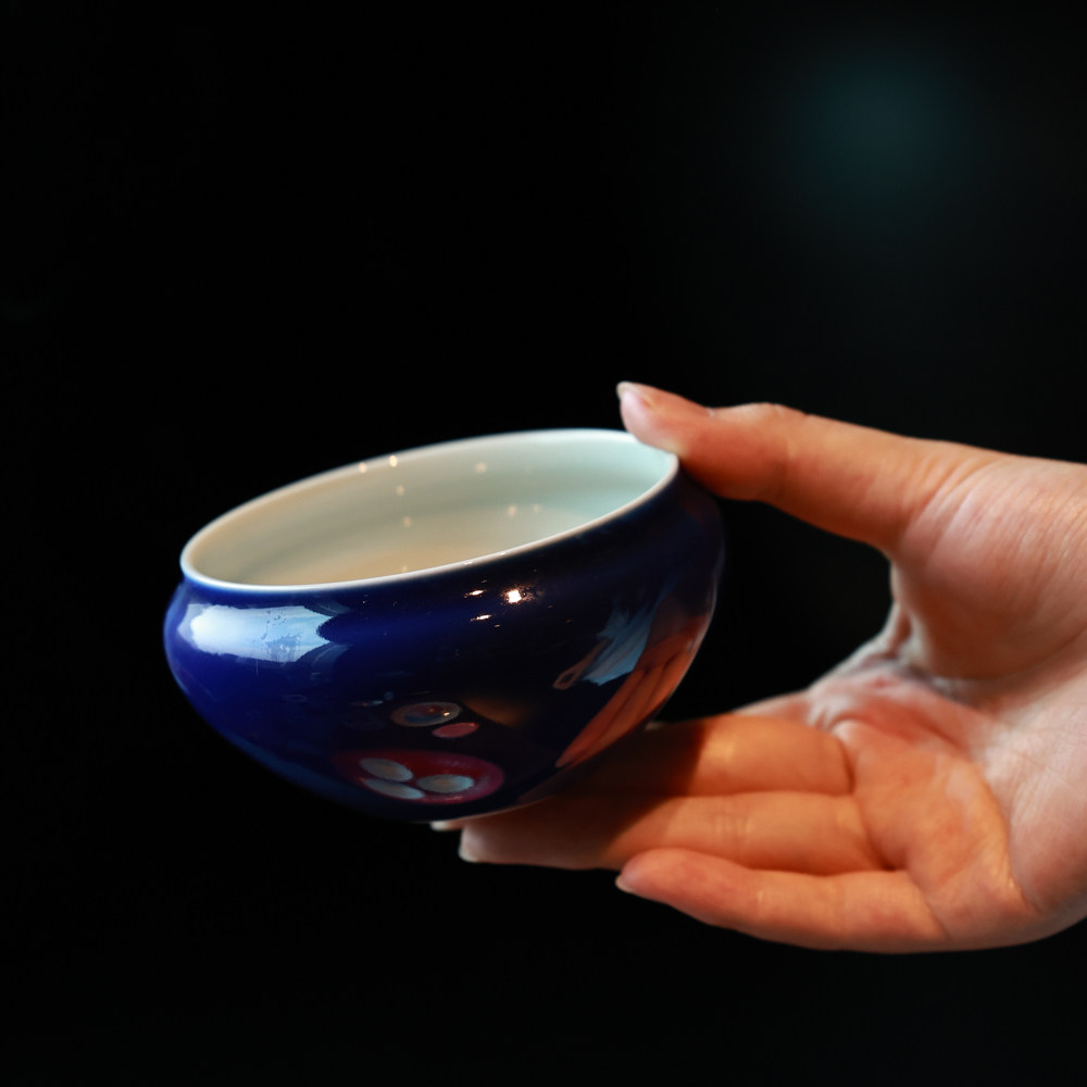 婵韵忘言造物茶具祭蓝小建水茶洗