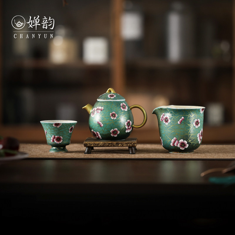 蕉白轩冰裂梅花纹茶壶茶杯