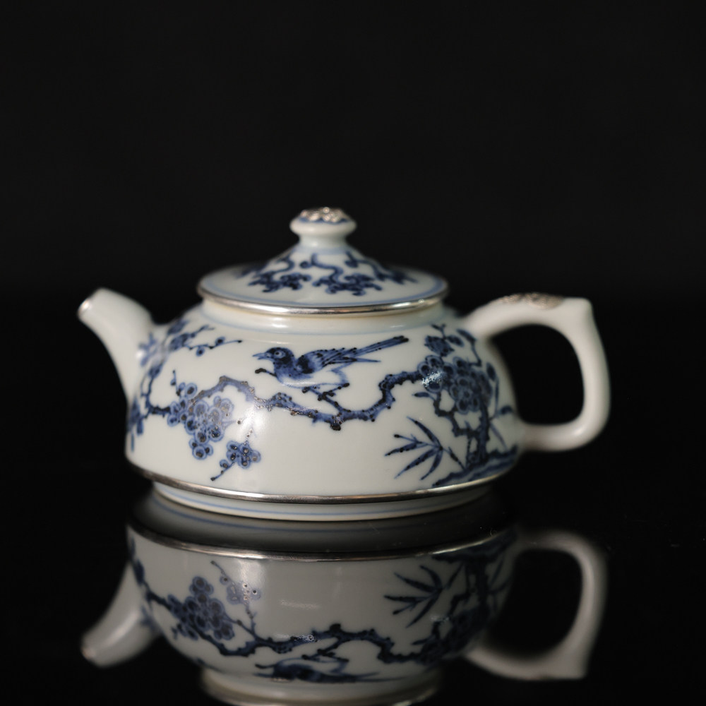 元煦窑茶具青花喜上眉梢茶壶茶杯