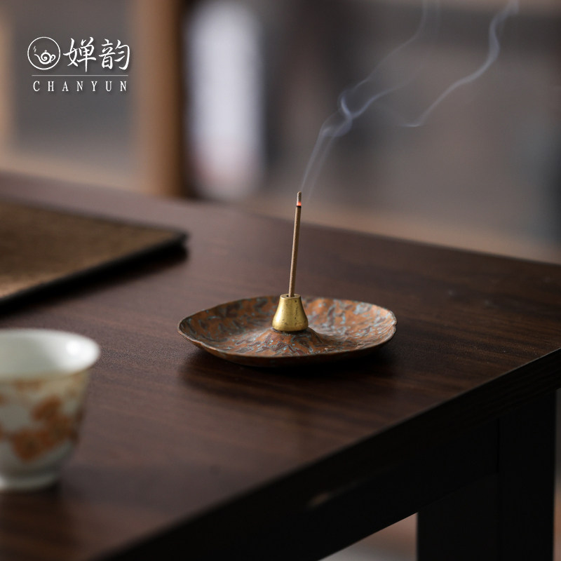 婵韵 春喜铜复古紫铜山茶花线香香插底座茶桌摆件香道配件,餐饮具,茶道/香炉,淘宝优惠券,粉丝福利购,淘宝优惠卷