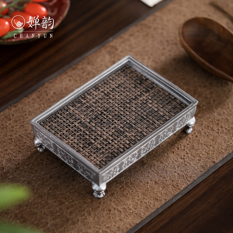 古锡福纹四足炉鼎壶承茶承