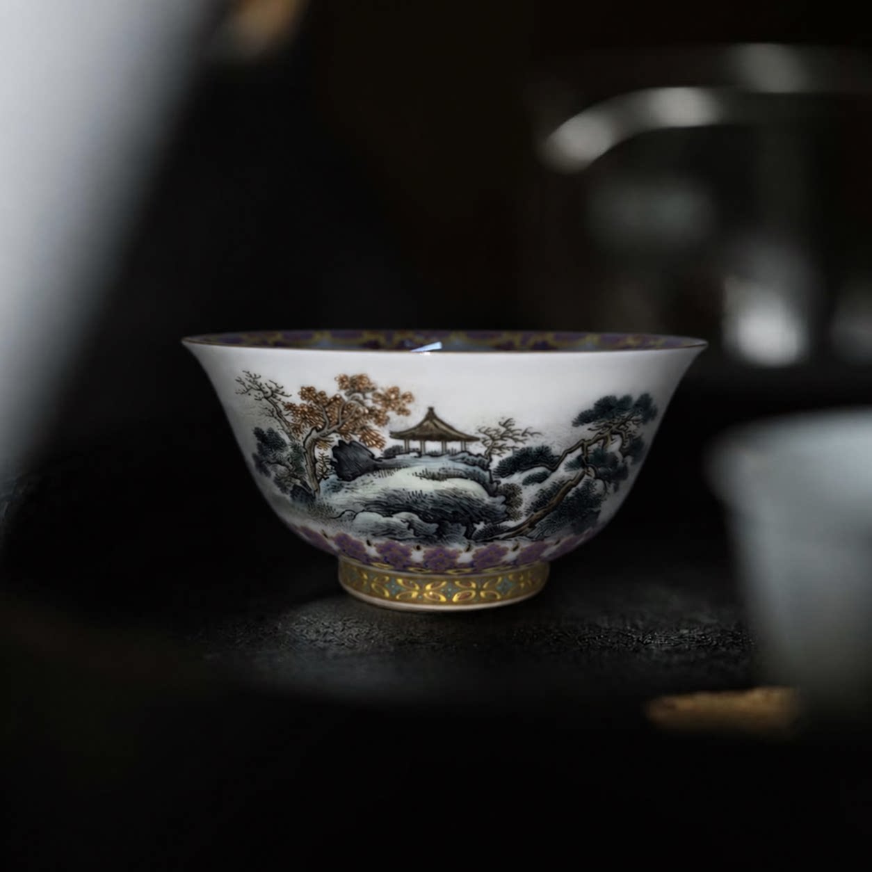 元煦窑茶具粉彩珐琅山水主人杯