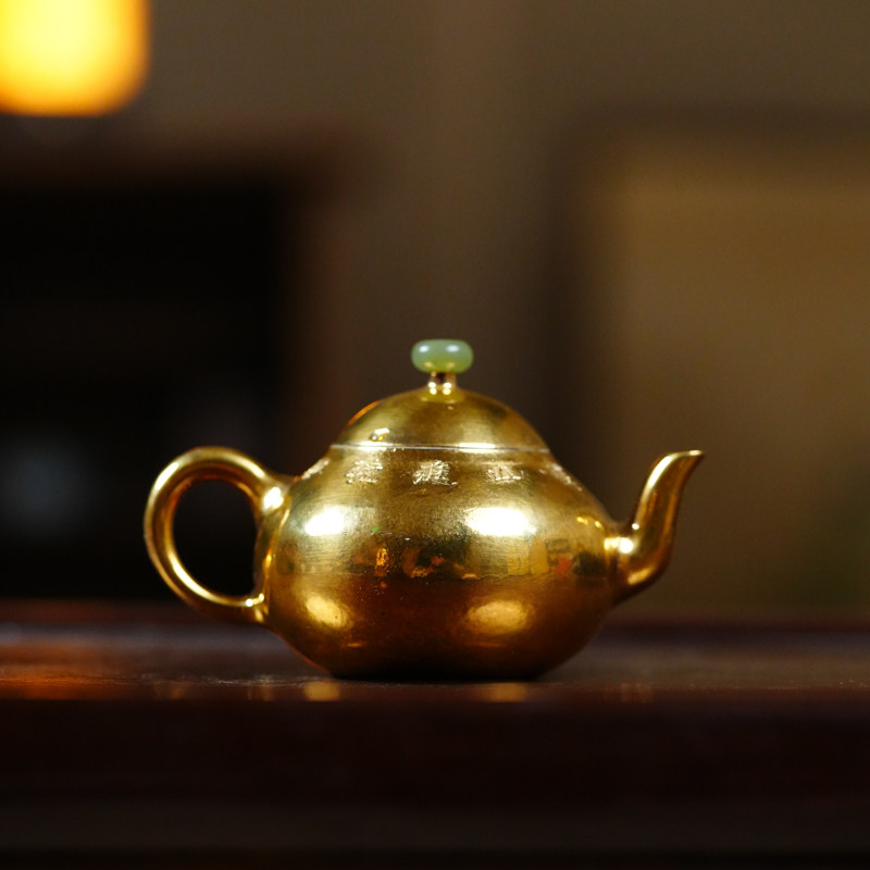 婵韵云由山坊茶壶光面金彩孟臣壶鎏金壶泡茶壶复古家用景德镇茶具