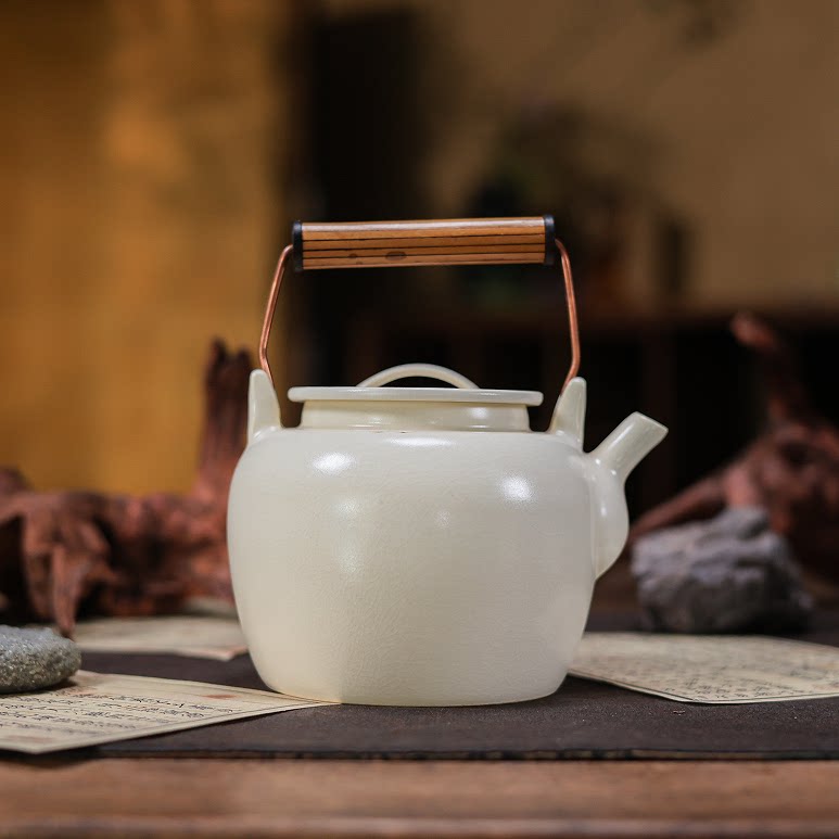 梵山堂茶壶赤金琉璃苏打釉秋暝壶