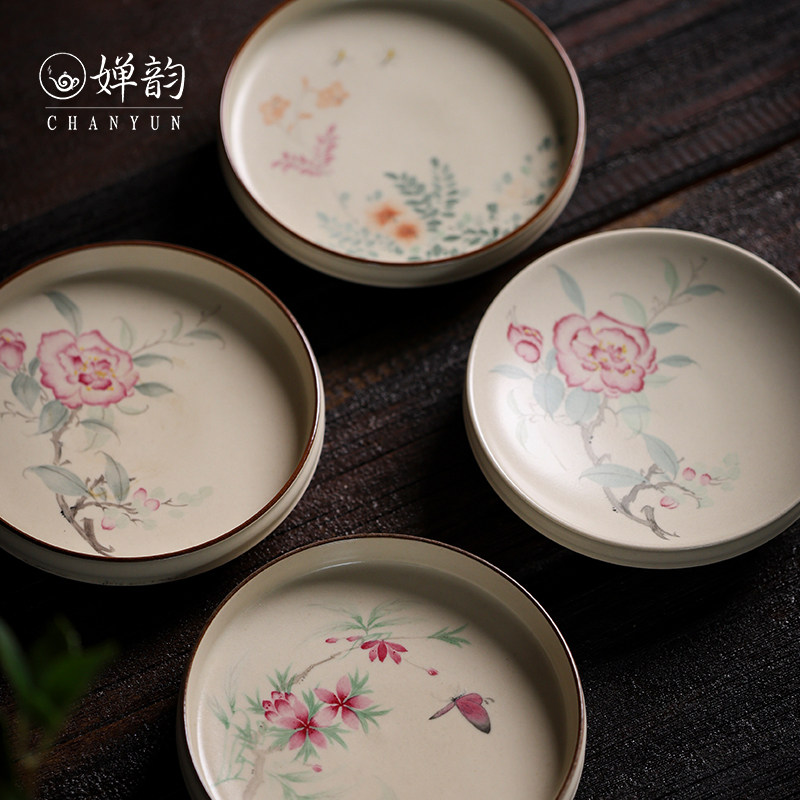 婵韵 拙溪山茶花壶承凌霄花桃花壶承茶承干泡盘小田甄选茶具配件