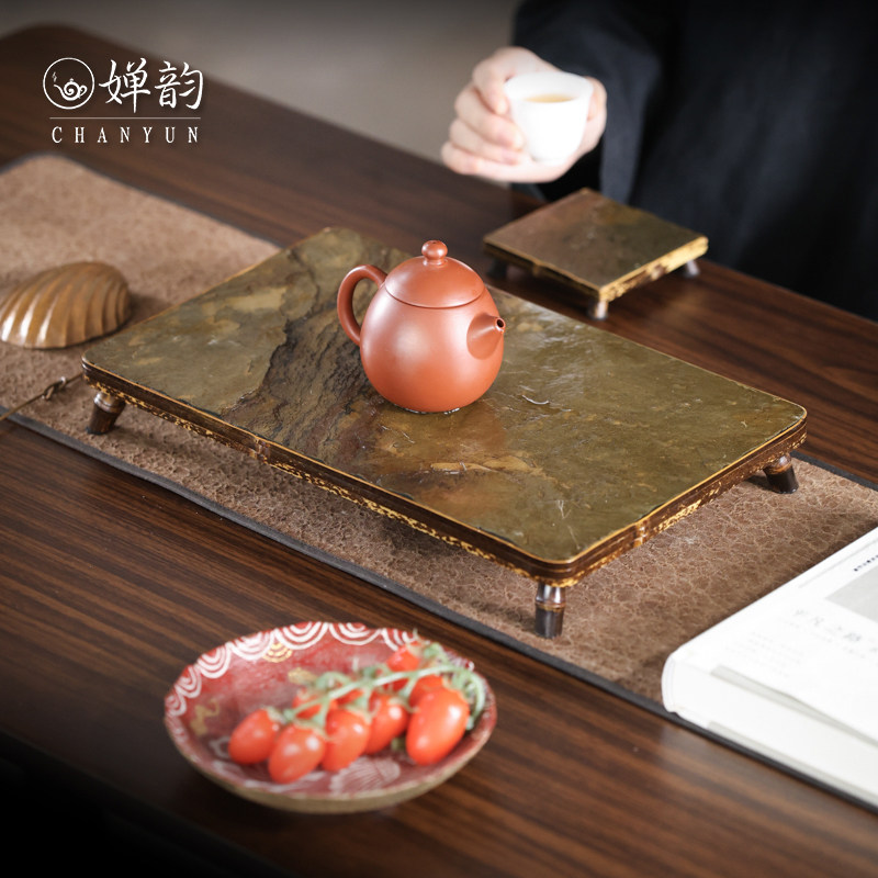 草堂记紫竹崖石理小茶台茶承