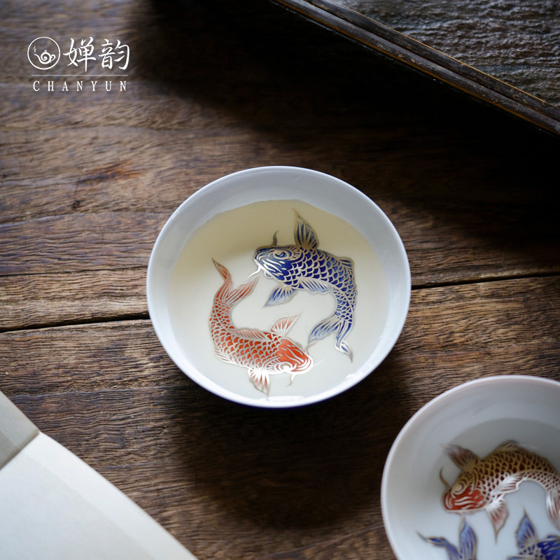 婵韵锦鲤杯红蓝银鱼杯主人杯