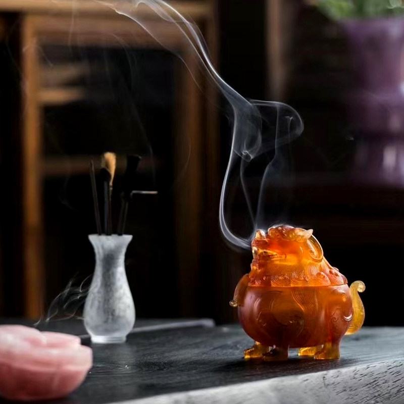 婵韵心缘堂琉璃香炉狻猊貔貅薰香环香香篆茶台茶宠小香炉茶道配件
