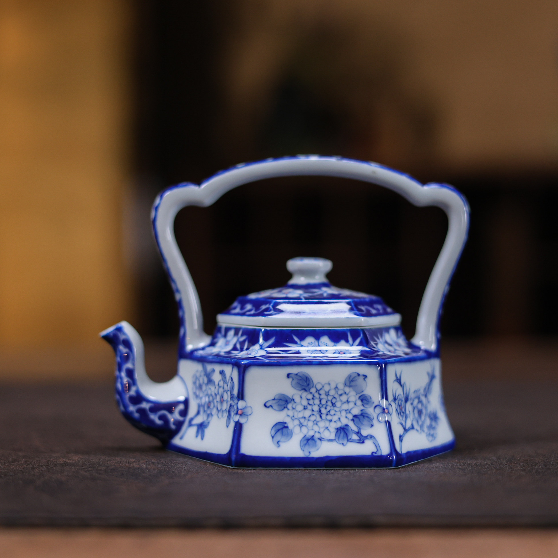 婵韵 青樵轩茶具荷花桃花玉兰花六方提梁壶泡茶壶六方杯闻香杯