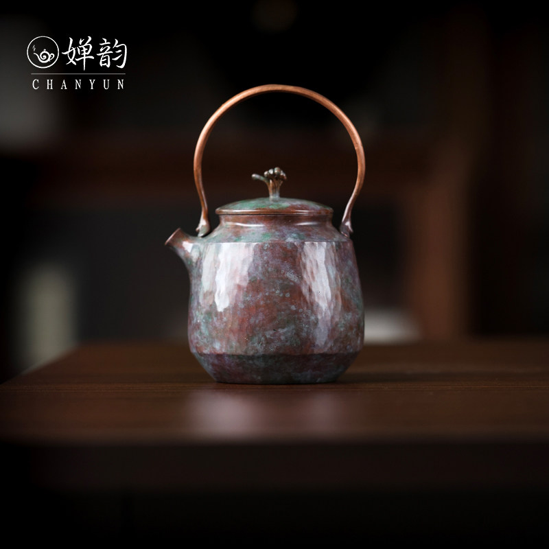 春喜铜茶具茶壶柔绿色春芽铜壶
